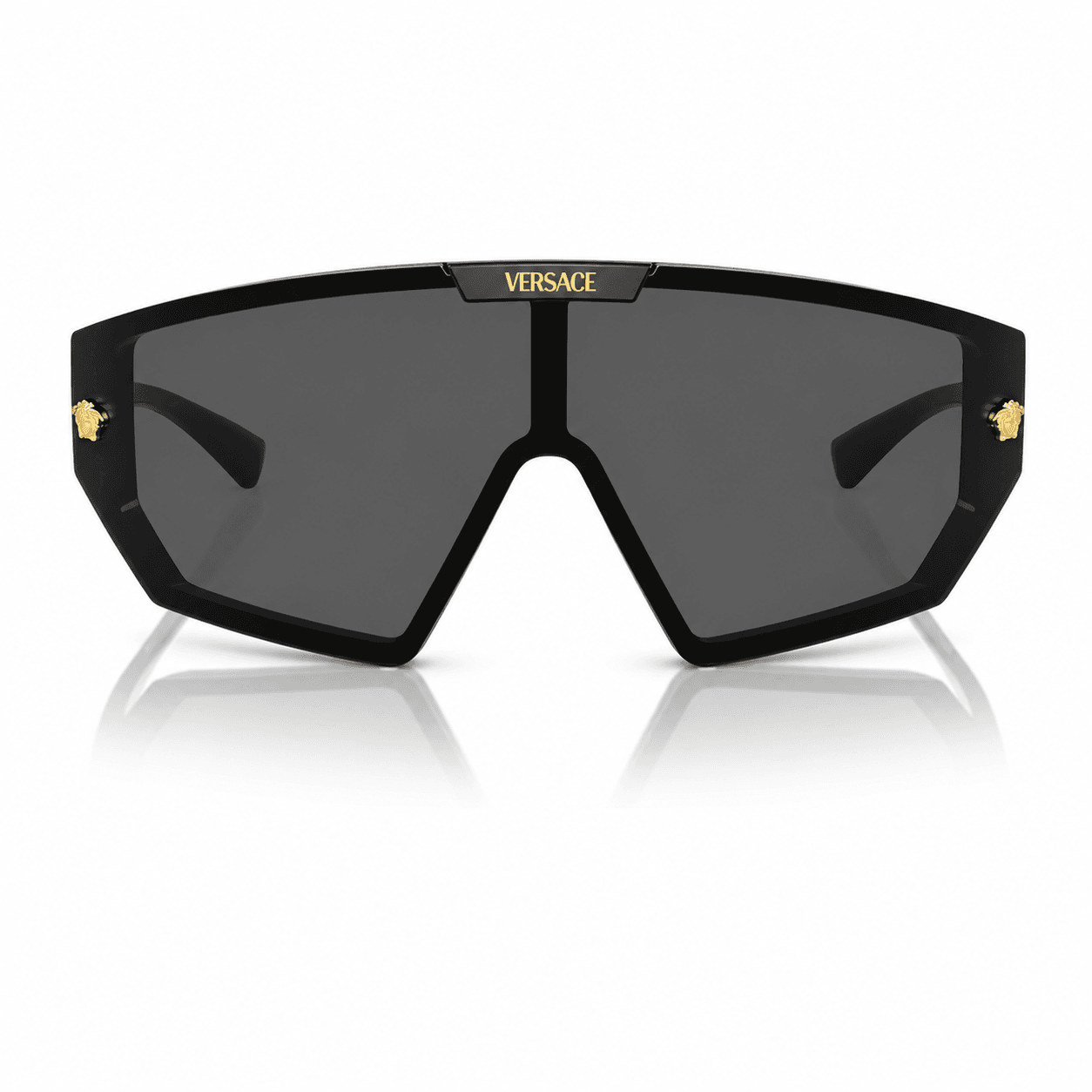 Versace VE4461 GB1/87 vista frontal Versace VE4461 GB1/87 vista frontal con montura negra y lentes gris oscuro