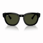 Lentes de sol Ray-Ban Mega Hawkeye RB0298SF 901/31 de montura negra brillante con lentes verde oscuro, vista frontal