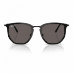 Vista frontal de lentes de sol Ray-Ban RB4451 601/B1 negros con montura delgada y lentes oscuros.