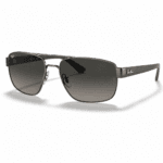 Lentes de sol Ray-Ban RB3663 004/71 con diseño piloto, montura gris plomo y cristales gris degradado, vista angular sobre fondo blanco.