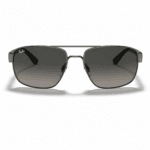 Lentes de sol Ray-Ban RB3663 004/71 con montura gris plomo y cristales gris degradado, vista frontal sobre fondo blanco.