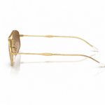 Ray-Ban RB3719 001/51 lentes de sol con estructura metal oro arista, cristales marrón claro degradado y patillas de 145 mm, vista lateral sobre fondo blanco.