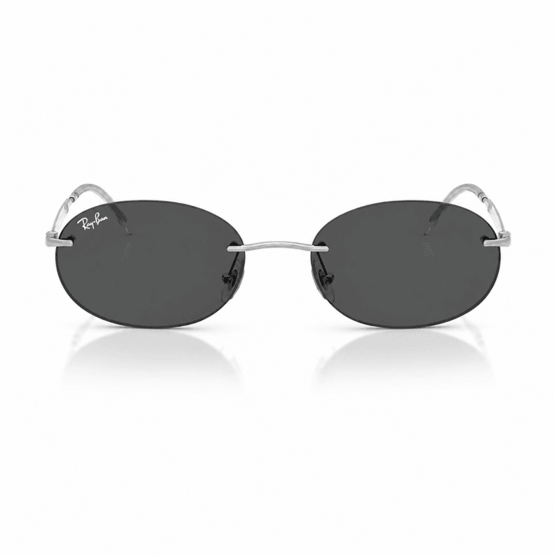 Lentes de sol Ray-Ban RB3767 003/87 con montura pulido plateado y cristales gris oscuro, vista frontal sobre fondo blanco.