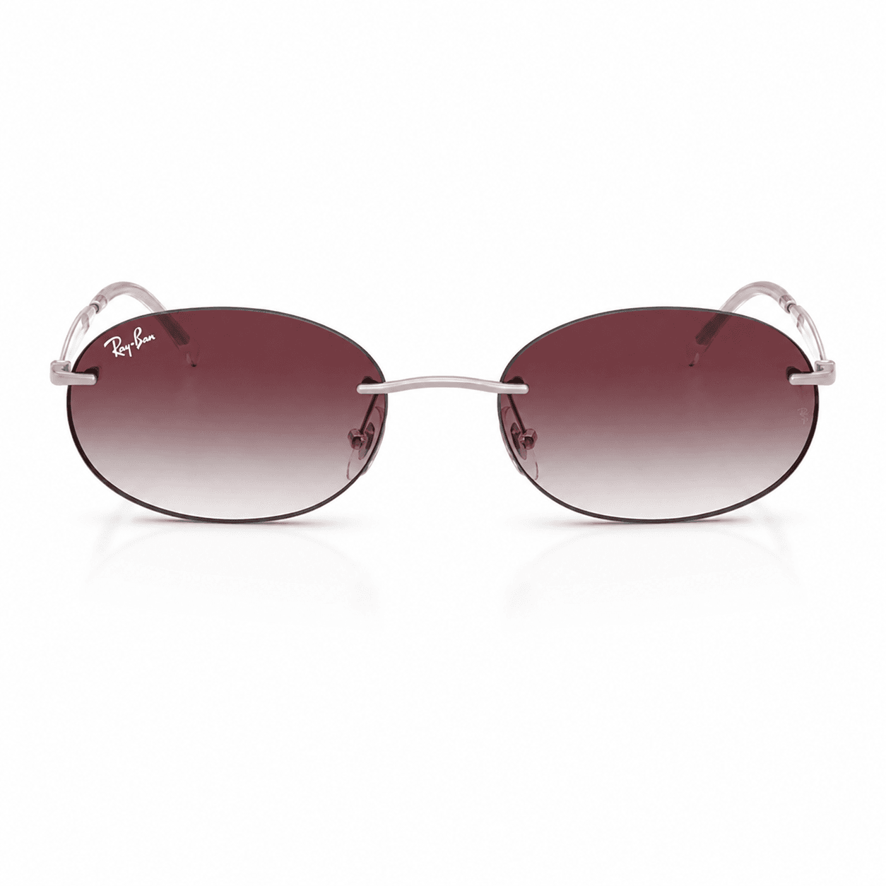 Lentes de sol Ray-Ban RB3767 003/8H vista frontal Lentes de sol Ray-Ban RB3767 003/8H con montura pulido plateado y cristales violeta oscuro degradado, vista frontal sobre fondo blanco.