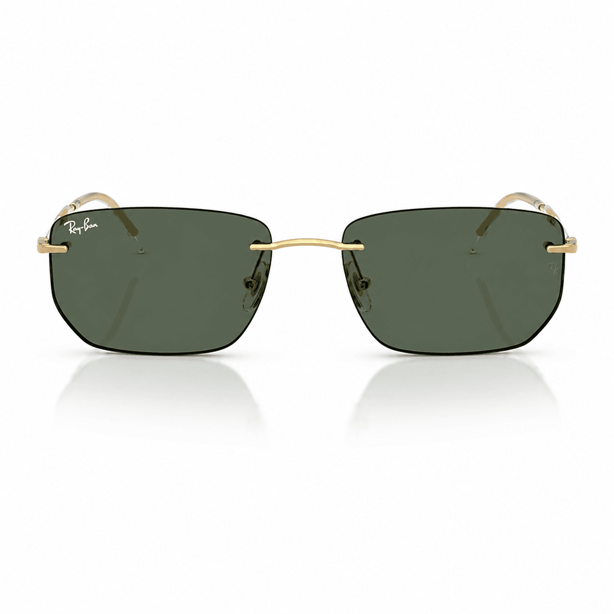 Lentes de sol Ray-Ban RB3768 001/71 vista frontal Ray-Ban RB3768 001/71 con montura dorada y lentes verde oscuro, vista frontal sobre fondo blanco.