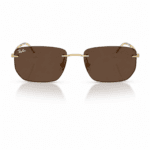 Ray-Ban RB3768 001/73 con montura dorada y lentes marrón, vista frontal sobre fondo blanco.