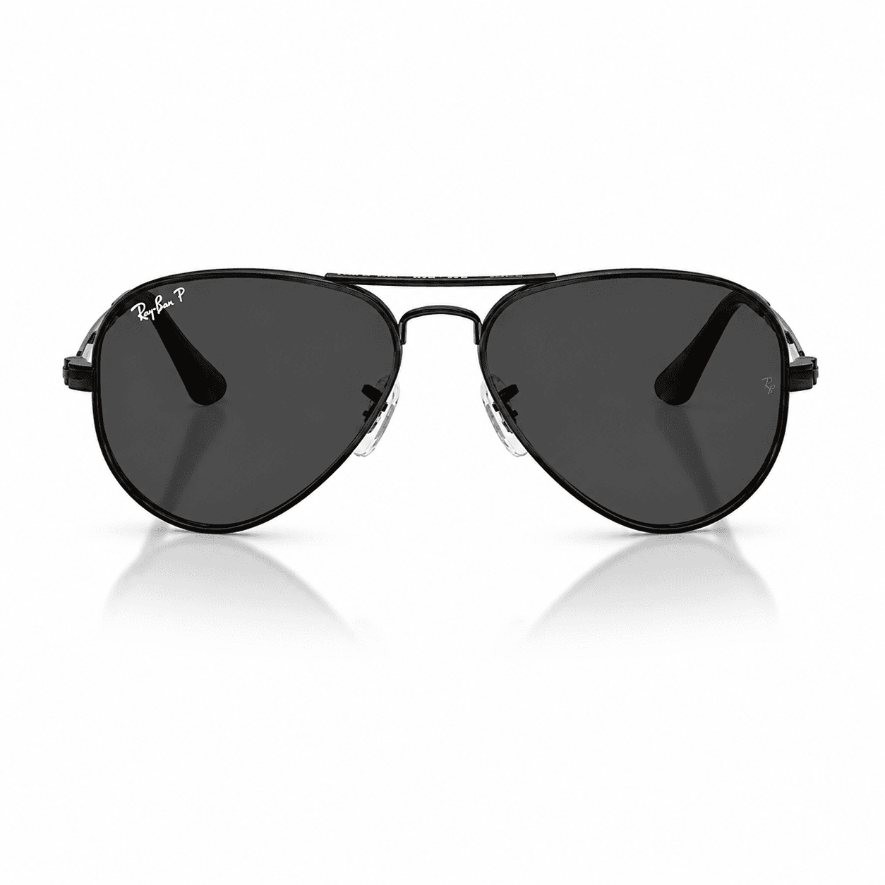 Lentes de sol Ray-Ban RB3925 002/48 62-16 Negro pulido con lentes Negro polarizado vista frontal Ray-Ban RB3925 002/48 62-16, vista frontal sobre fondo blanco.