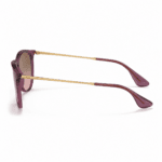 Ray-Ban RB4171 6591/14 lentes de sol con estructura nailon violeta transparente / rubber violet, cristales marrón rosado degradado y patillas de 145 mm, vista lateral sobre fondo blanco.