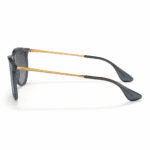 Ray-Ban RB4171 6592/T3 lentes de sol con estructura nailon azul transparente, cristales gris polarizado degradado y patillas de 145 mm, vista lateral sobre fondo blanco.