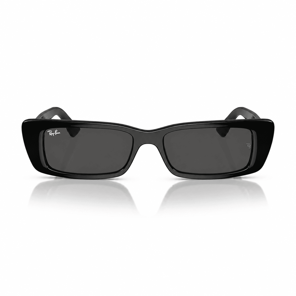 Lentes de sol Ray-Ban RB4425 6677/87 negro pulido con cristales gris oscuro vista frontal Ray-Ban RB4425 6677/87 lentes de sol con montura negro pulido y cristales gris oscuro, vista frontal sobre fondo blanco.