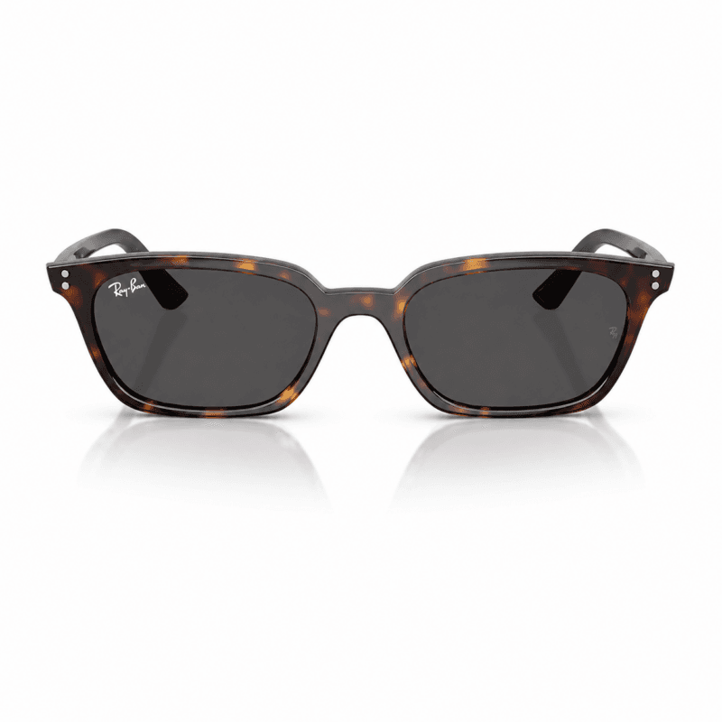 Ray-Ban RB4456 1359/87 lentes de sol con montura havana / carey oscuro y cristales gris oscuro, vista frontal sobre fondo blanco.