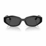 Ray-Ban RB4473D 6677/87 con montura negra y lentes gris oscuro, vista frontal sobre fondo blanco.