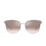 Michael Kors MK1120 11538Z con montura plateada y lentes rosa plateado espejo degradado, vista frontal sobre fondo blanco.