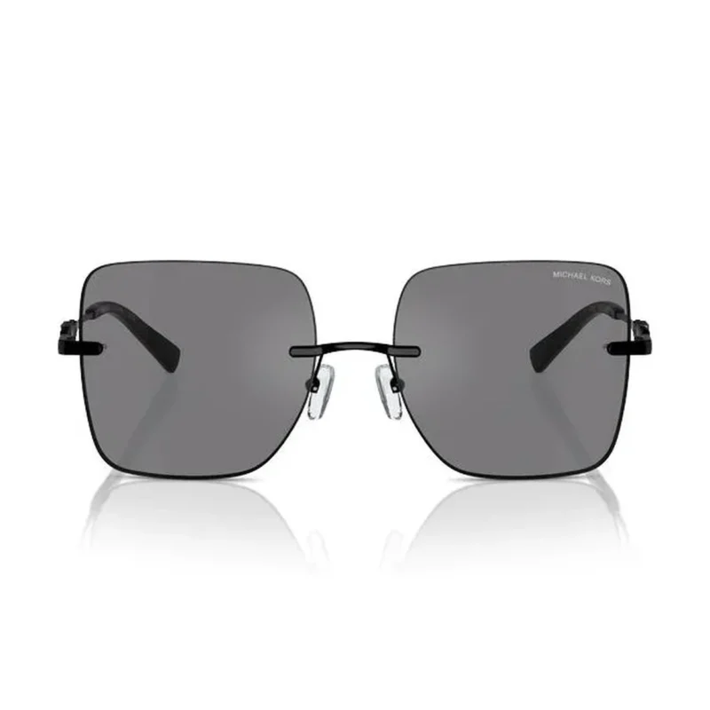Michael Kors MK1150 1005/1 con montura gris y lentes gris espejados, vista frontal sobre fondo blanco.