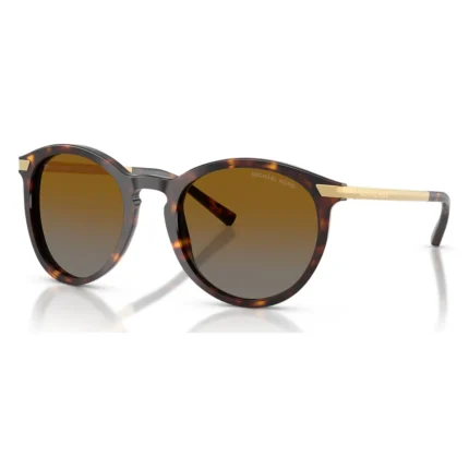 Michael Kors MK2023 3106T5 con montura dark tortoise y lentes brown gradient polarized, vista diagonal sobre fondo blanco.