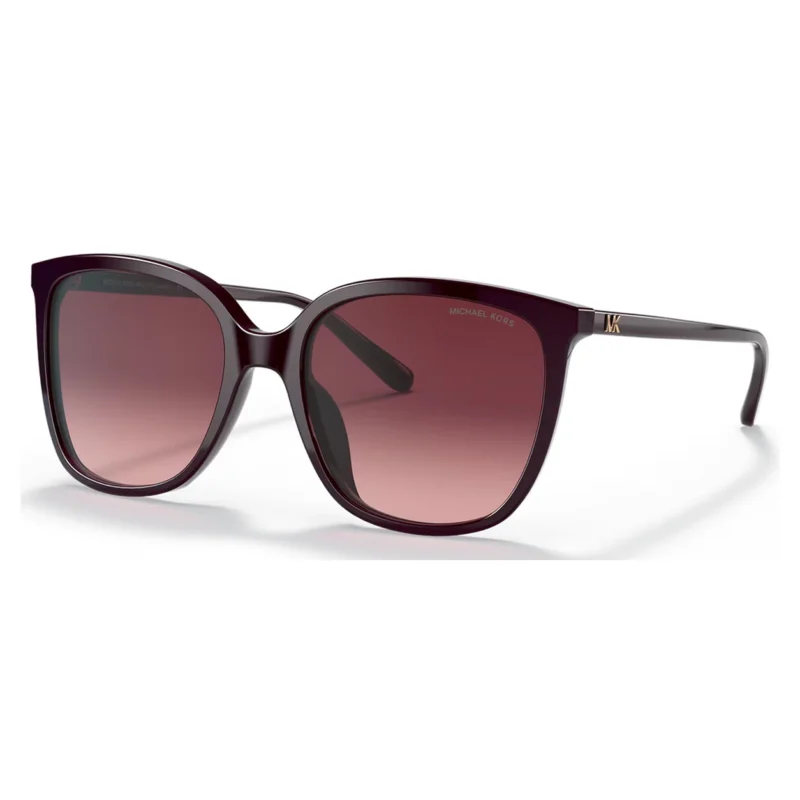 Michael Kors MK2137U 33448H con montura cordovan y lentes cordovan gradient, vista diagonal sobre fondo blanco.