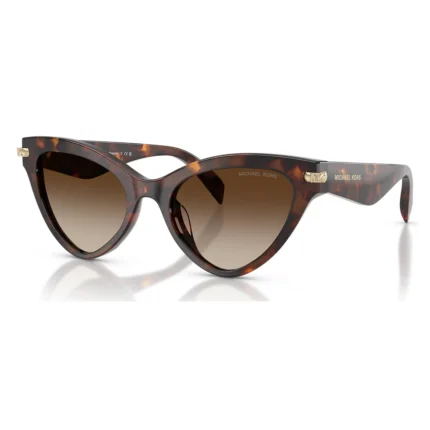 Michael Kors MK2259U 403113 con montura luggage tortoise y lentes smoke gradient, vista diagonal sobre fondo blanco.