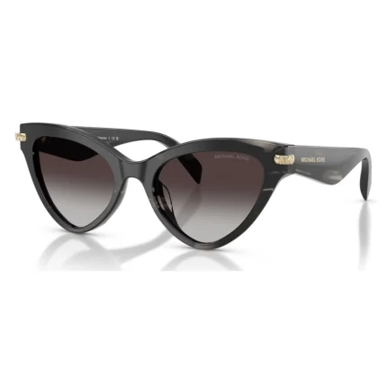Michael Kors MK2259U 40348G con montura black horn y lentes light grey gradient, vista diagonal sobre fondo blanco.