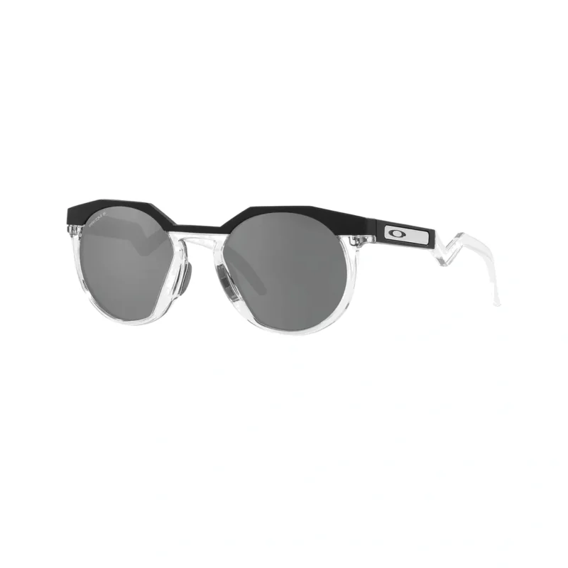 Oakley HSTN OO9242-0552 con montura negro mate y lentes Prizm Black Polarized, vista diagonal sobre fondo blanco.