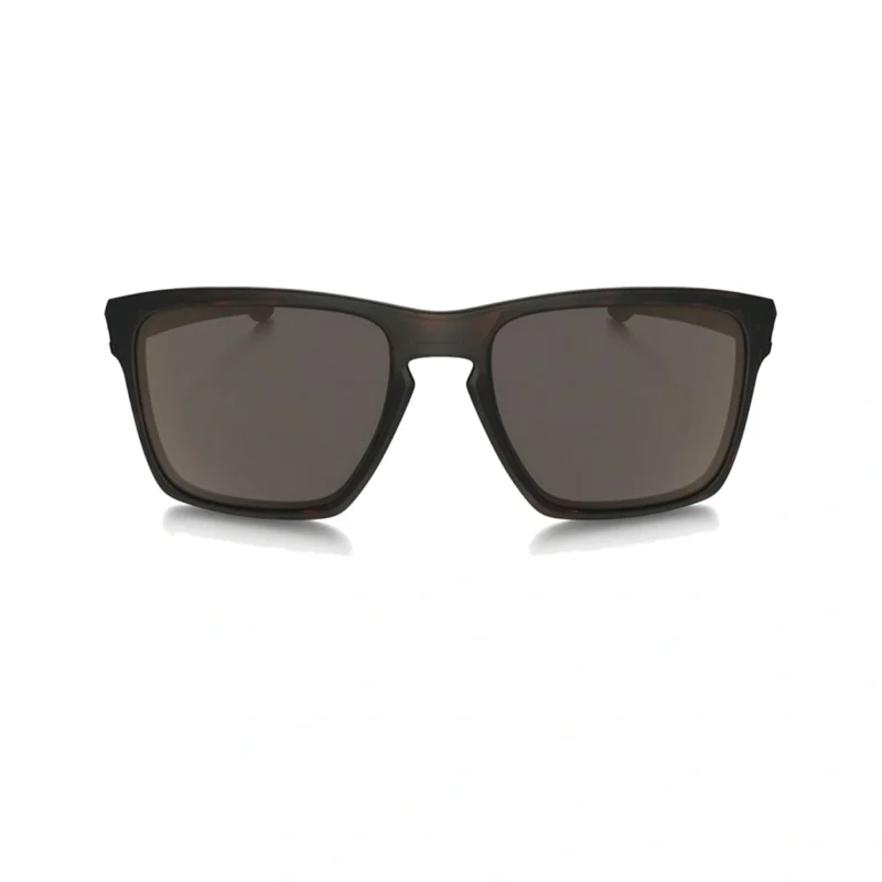 Oakley Sliver XL OO9341-0457 con montura carey marrón mate y lentes Warm Grey, vista frontal sobre fondo blanco.