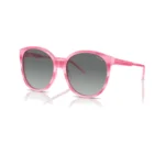 Vogue VO5509S 307811 con montura rosa y carey y lentes gris degradado, vista diagonal sobre fondo blanco.