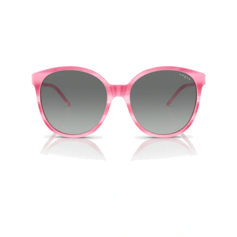 Vogue VO5509S 307811 con montura rosa y carey y lentes gris degradado, vista frontal sobre fondo blanco.